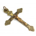 vechi crucifix "Notre-Dame de Lourdes" alama & bronz. cca `1900 Franta